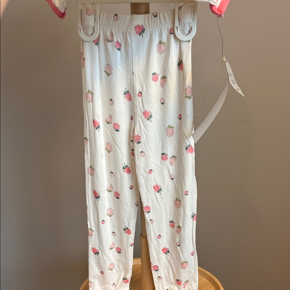 NWT Milkberry Toddler Girl Bamboo Pajamas - White with Pink Strawberry Print 4T - Picture 5 of 6